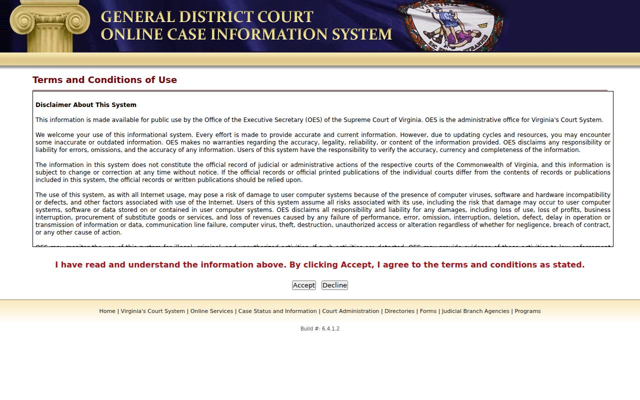 Staunton General District Court case search landing page