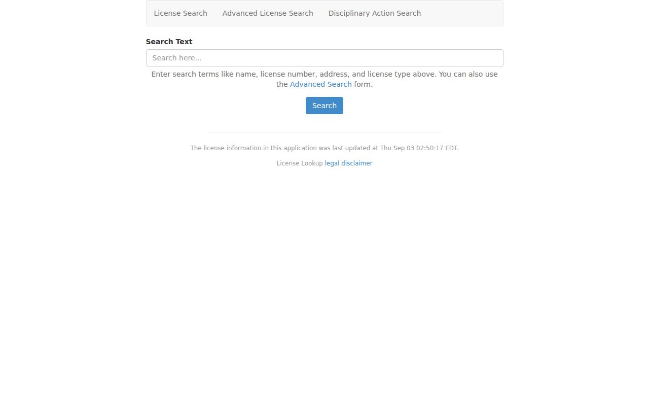 Virginia DPOR license lookup for a Staunton credential search